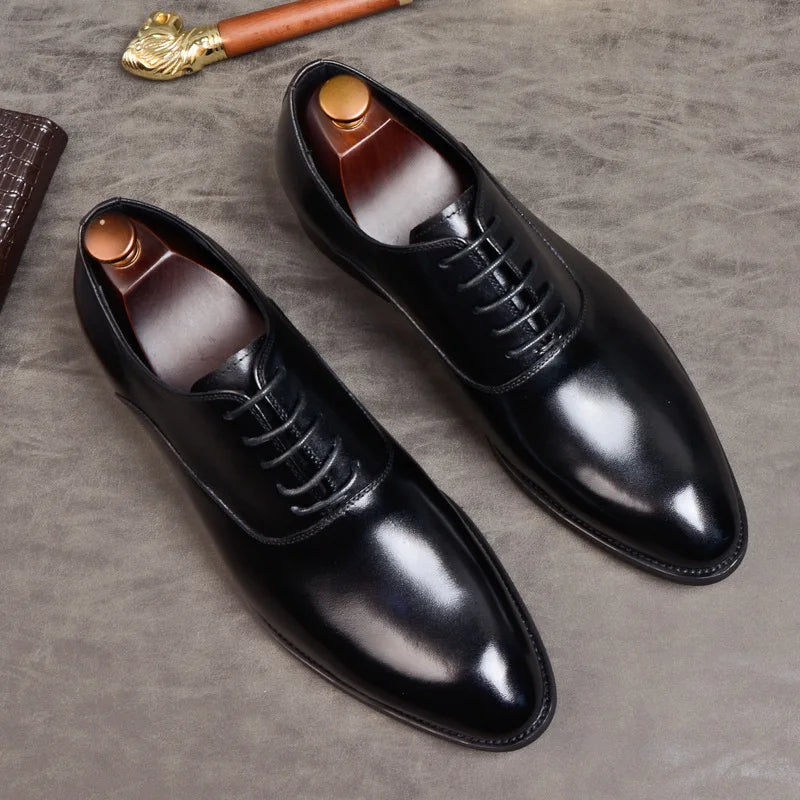 Men's Lace-Up Oxford Shoes - Classic Formal Style - Black
