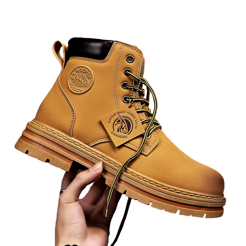 Men's Lace-Up Winter Boots - Waterproof Lug Sole - Brown