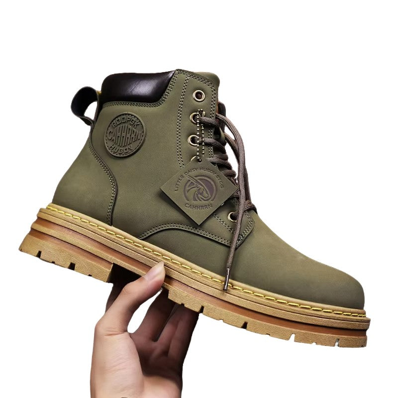 Men's Lace-Up Winter Boots - Waterproof Lug Sole - Green