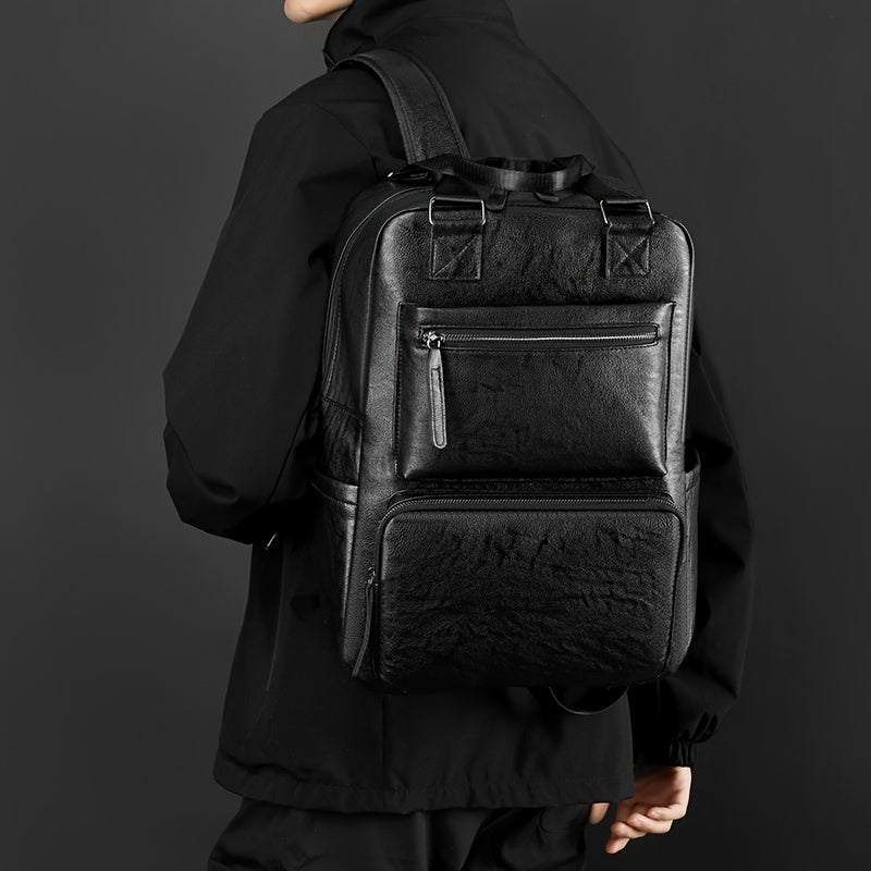 Men's Laptop Backpack - Large Capacity with Multiple Compartments - Black