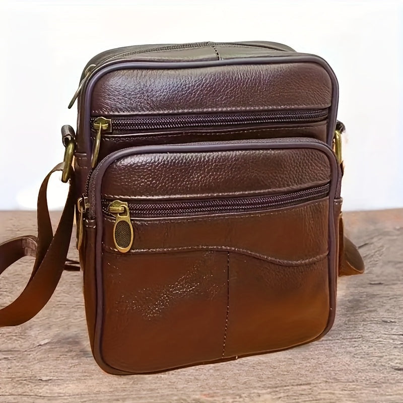Men's Leather Crossbody Bag - Professional Shoulder Bag - Cognac