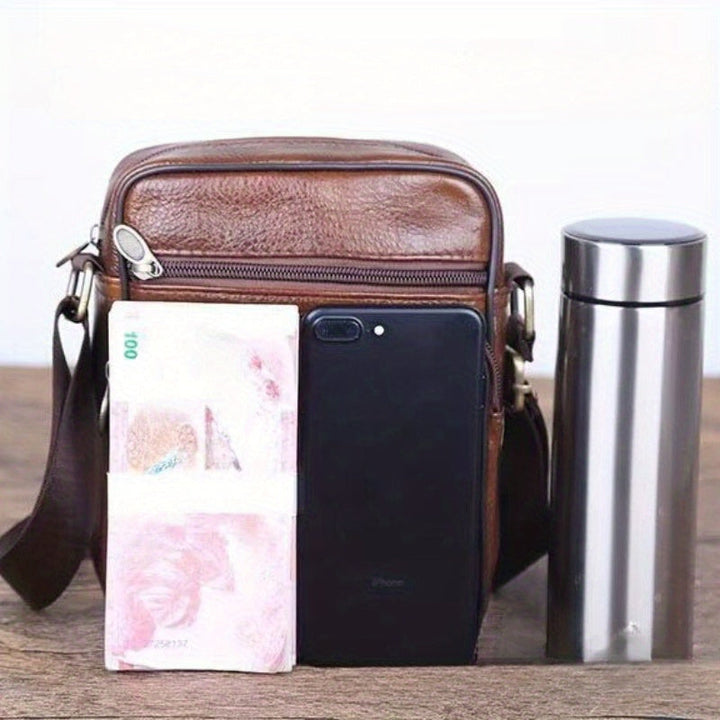 Men's Leather Crossbody Bag - Professional Shoulder Bag