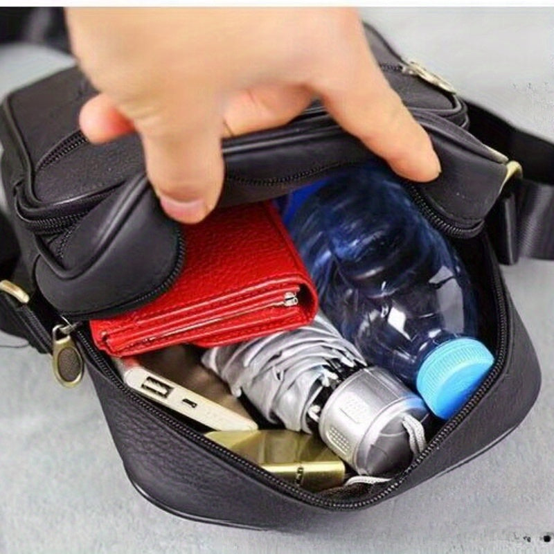 Men's Leather Crossbody Bag - Professional Shoulder Bag