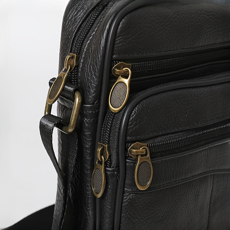 Men's Leather Crossbody Bag - Professional Shoulder Bag