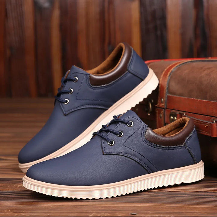Men's Leather Dress Shoes - Classic Oxford Style - Blue