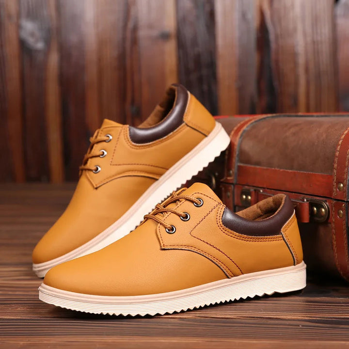 Men's Leather Dress Shoes - Classic Oxford Style - Yellow