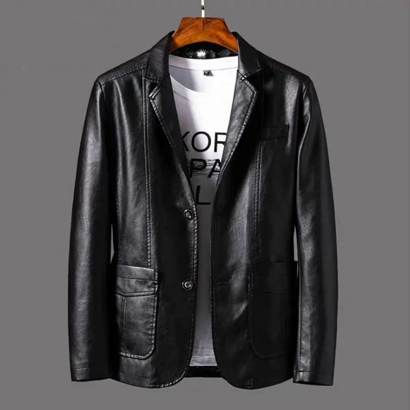 Men's Leather Jacket - Classic Timeless Style - Black