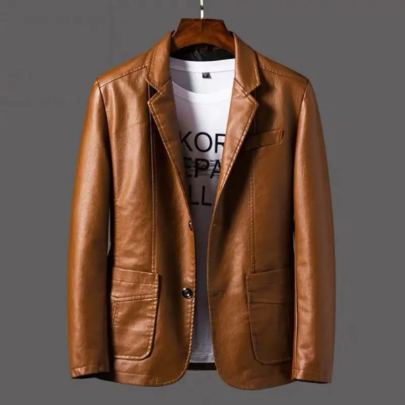 Men's Leather Jacket - Classic Timeless Style - Brown
