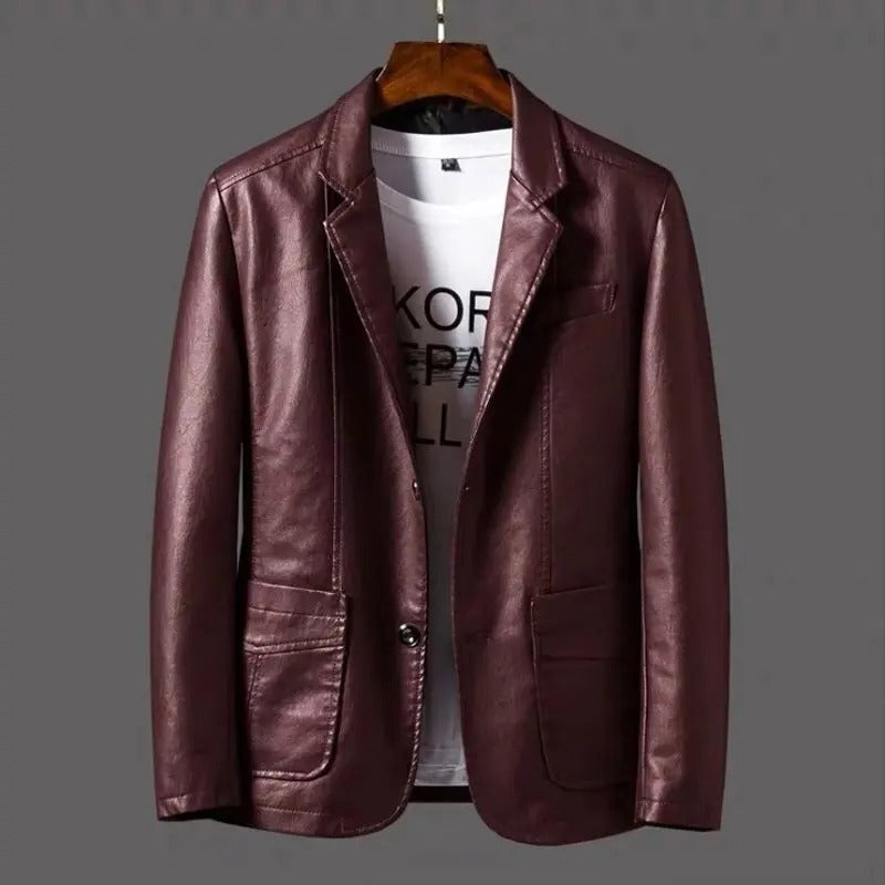 Men's Leather Jacket - Classic Timeless Style - Dark Brown