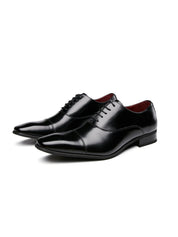 Men's Leather Oxford Dress Shoes - Polished Classic Formal - Black