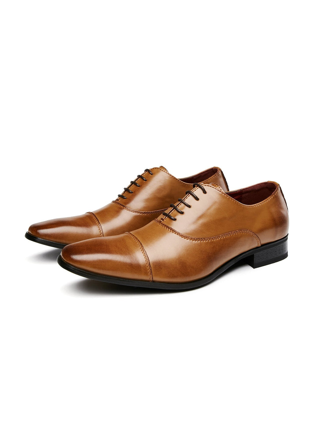 Men's Leather Oxford Dress Shoes - Polished Classic Formal - Brown