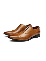 Men's Leather Oxford Dress Shoes - Polished Classic Formal - Brown