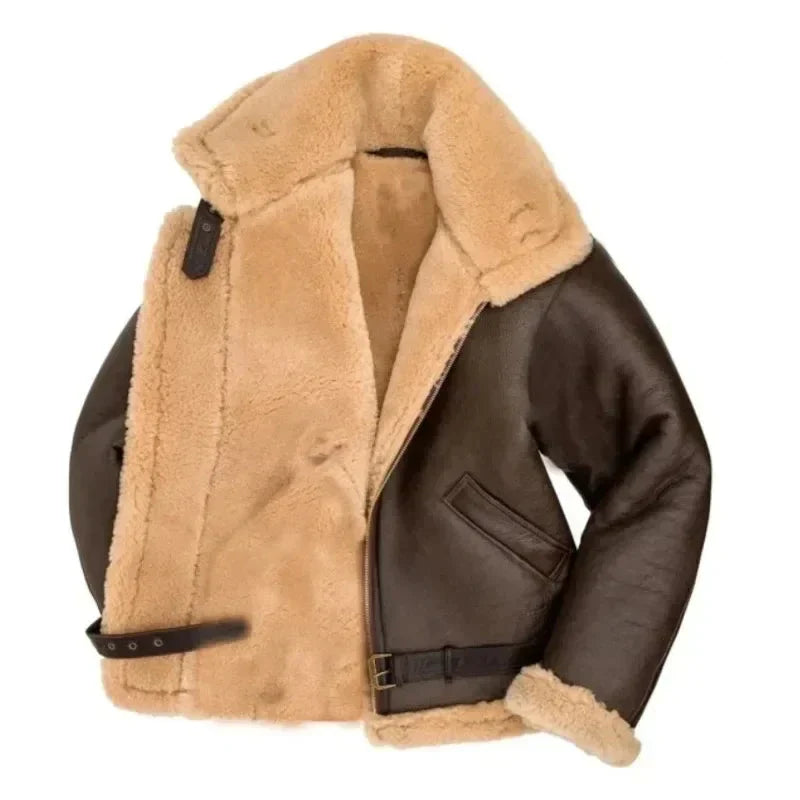 Men's Leather Pilot Jacket - Classic Sherpa Lined