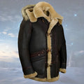 Men's Leather Winter Jacket - Classic Brown