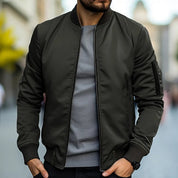 Men's Lightweight Bomber Jacket - Windproof Casual Jacket with Pockets - Green