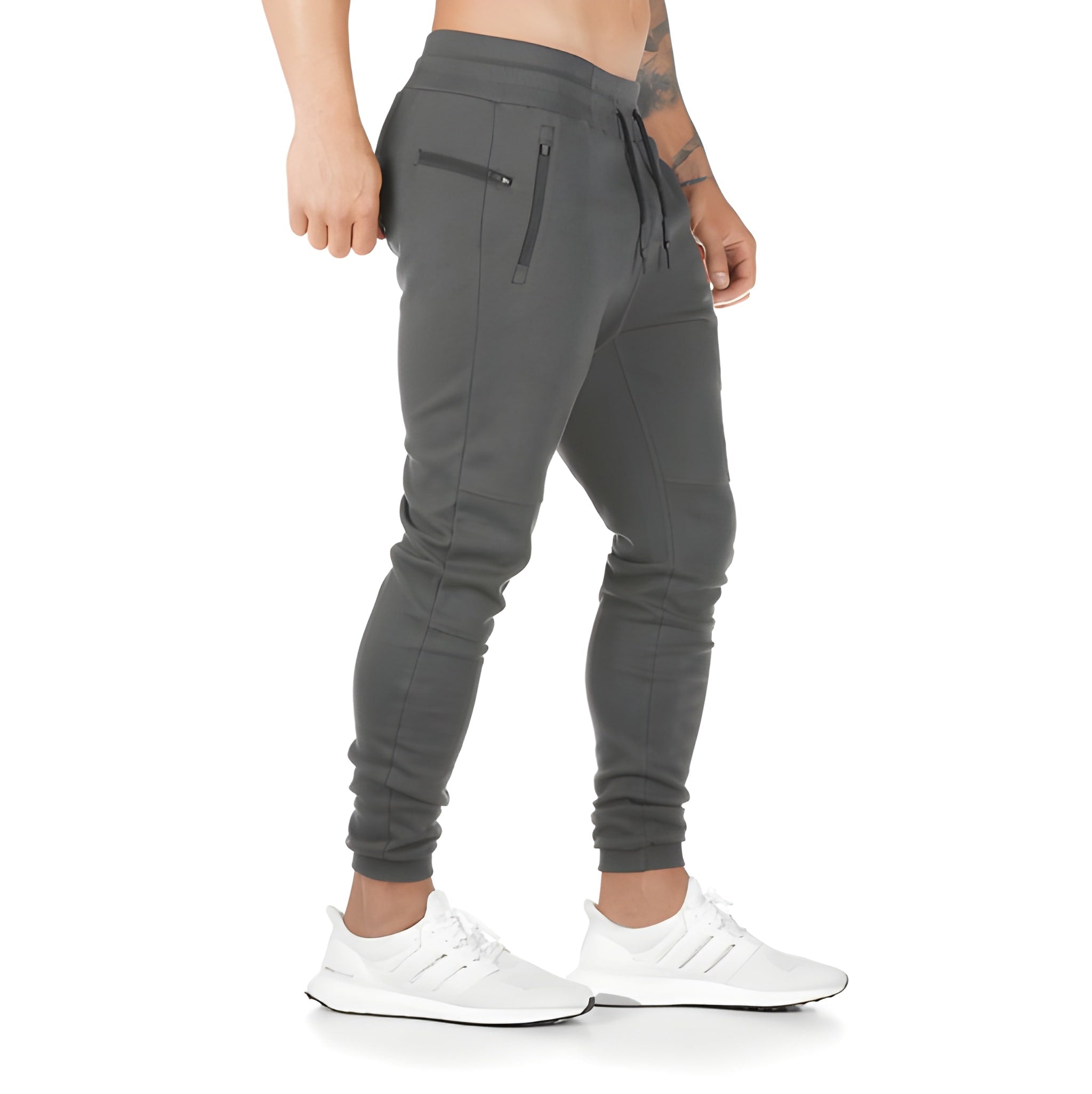 Men's Lightweight Joggers with Zip Pockets - Breathable Athletic Fit - Dark Grey