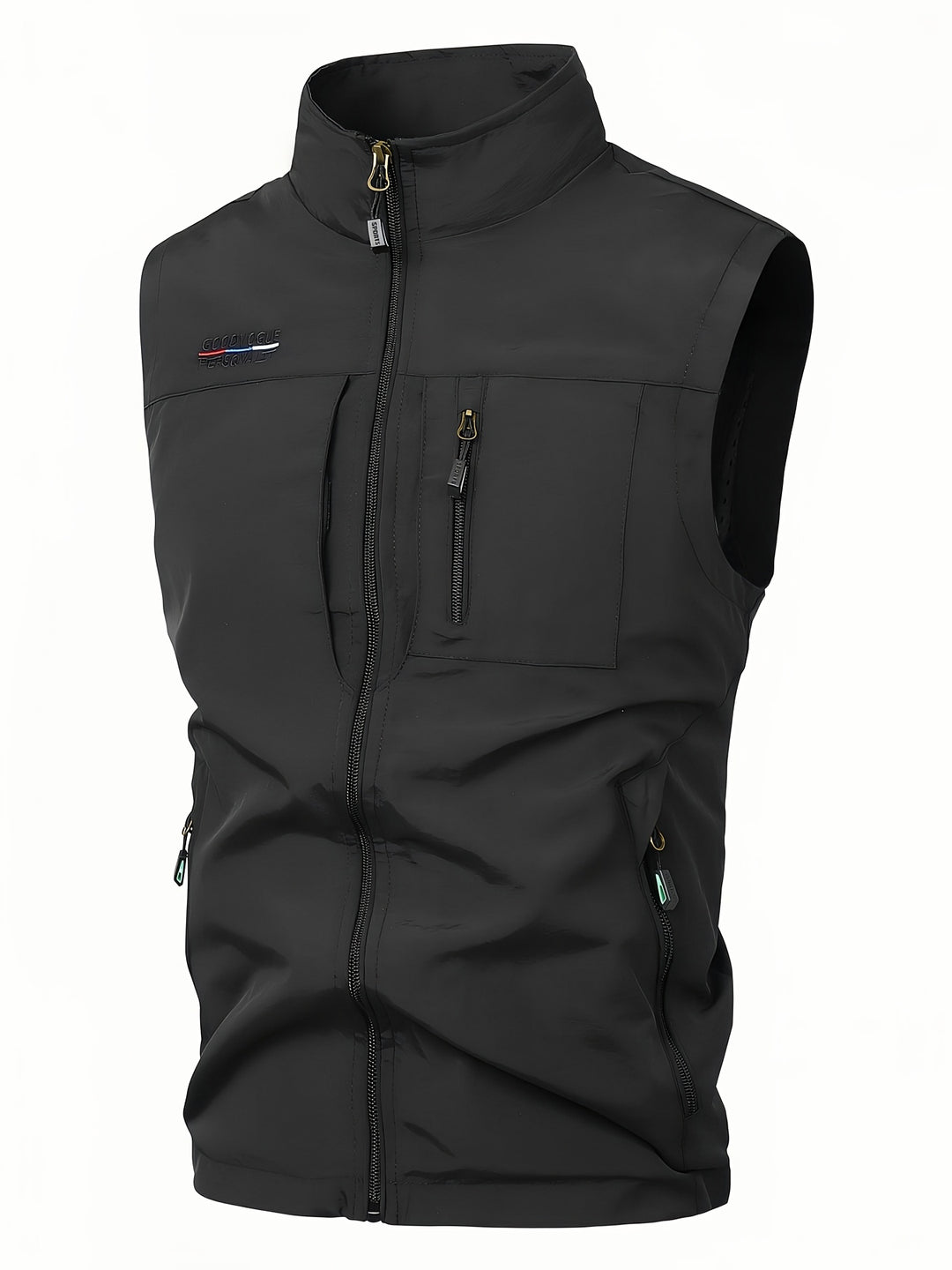 Men's Lightweight Sleeveless Vest - Quick-Dry Work Gilet - Black