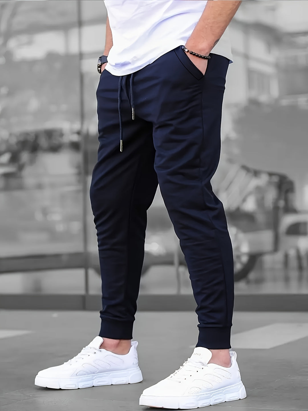 Men's Lightweight Slim-Fit Sports Pants - Breathable Athletic Wear - Blue
