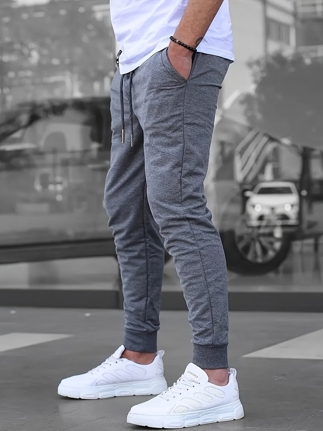 Men's Lightweight Slim-Fit Sports Pants - Breathable Athletic Wear - Grey
