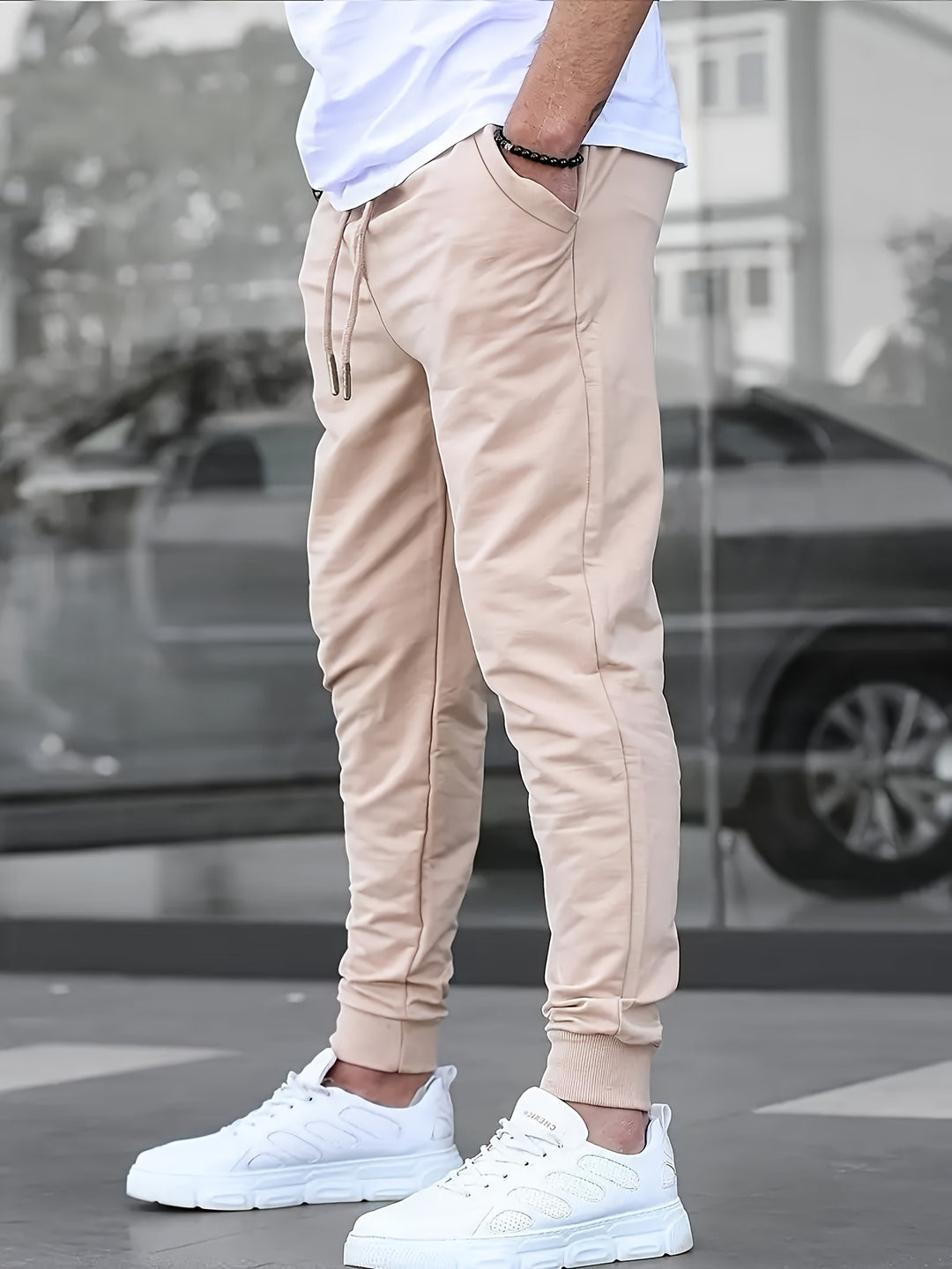 Men's Lightweight Slim-Fit Sports Pants - Breathable Athletic Wear - Khaki