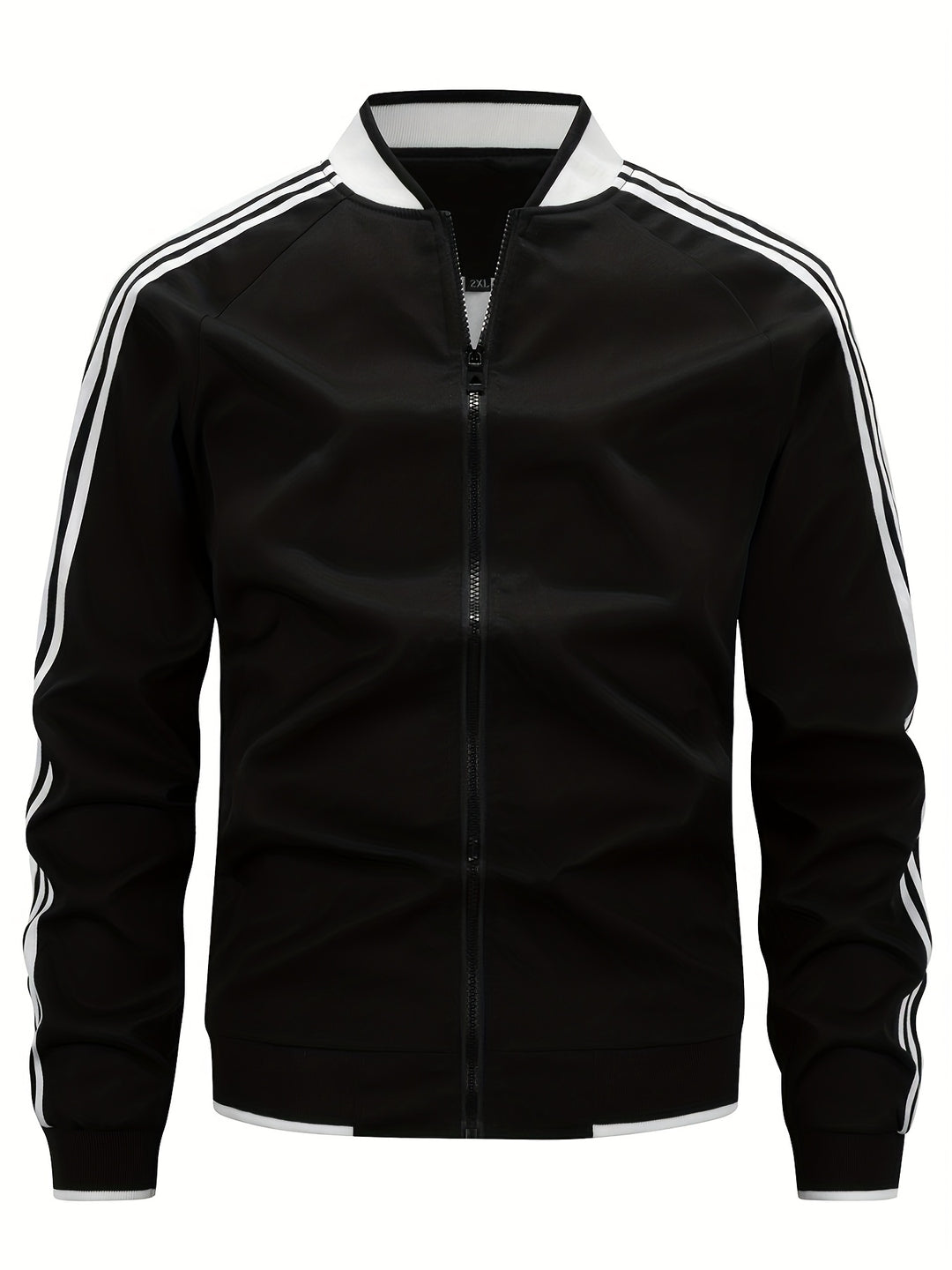 Men's Lightweight Sportvest Baseball Collar - Striped Sleeves - Black