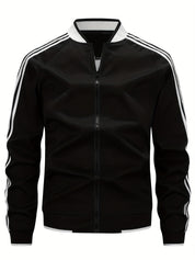 Men's Lightweight Sportvest Baseball Collar - Striped Sleeves - Black