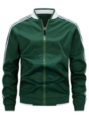 Men's Lightweight Sportvest Baseball Collar - Striped Sleeves - Green