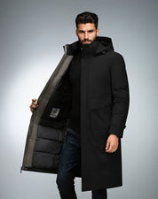 Men's Long Parka Winter Jacket - Warm & Stylish - Black