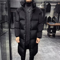 Men's Long Puffer Parka Jacket - Warm Winter Coat with Hood