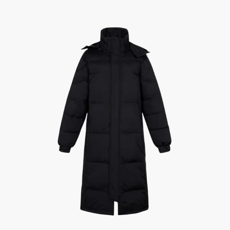 Men's Long Quilted Winter Jacket - Full Zip Parka