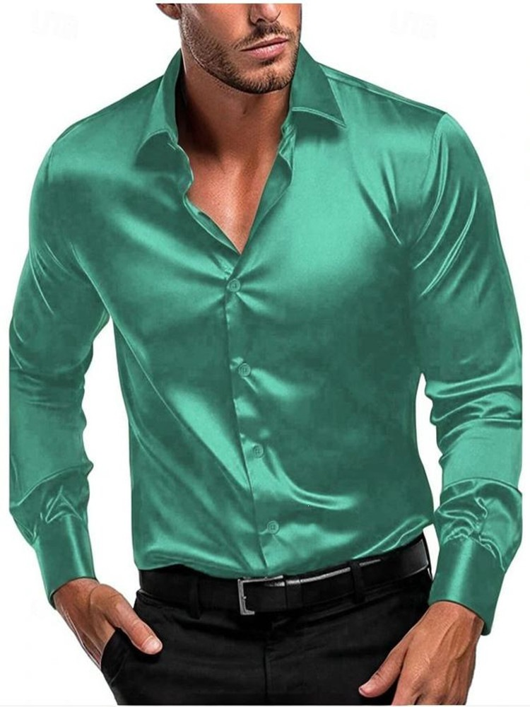 Men's Long Sleeve Button-Down Shirt - Formal & Casual - Green