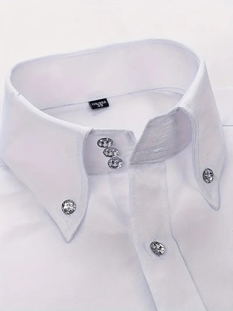 Men's Long Sleeve Button-Up Shirt - Classic Business