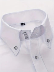 Men's Long Sleeve Button-Up Shirt - Classic Business