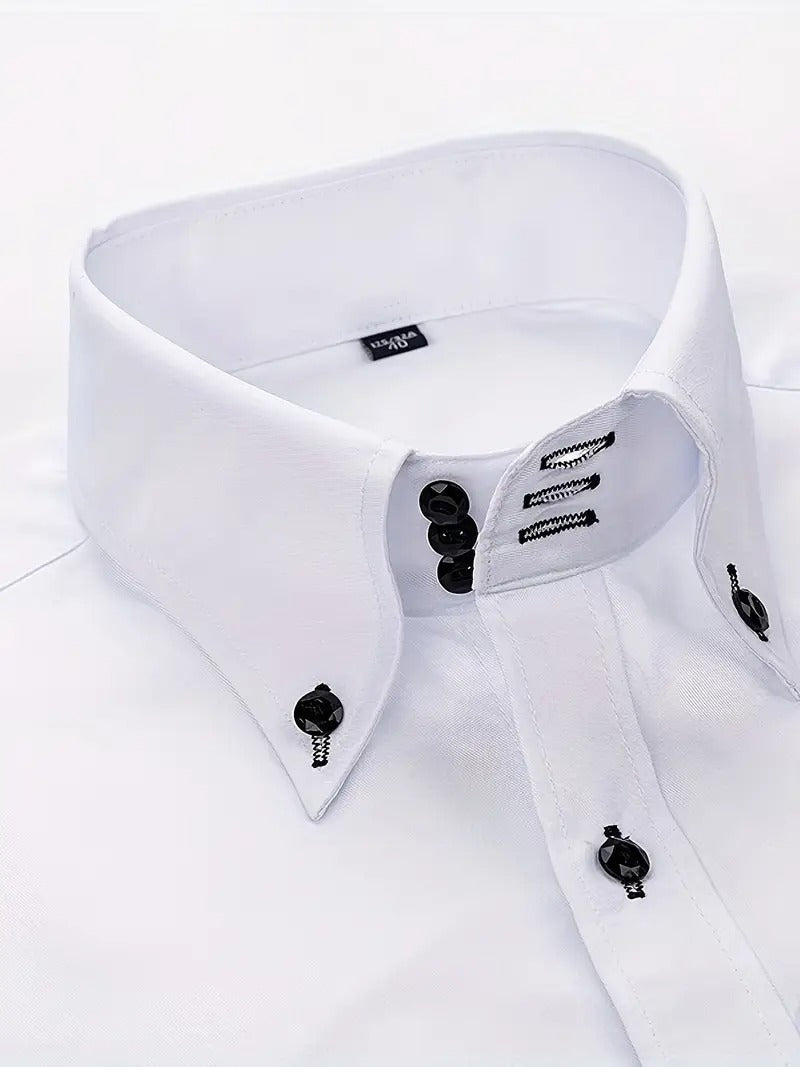 Men's Long Sleeve Button-Up Shirt - Classic Business