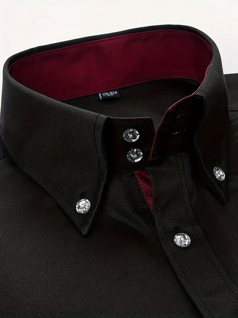 Men's Long Sleeve Button-Up Shirt - Classic Business