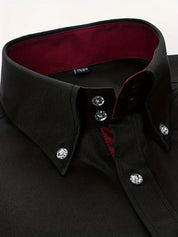 Men's Long Sleeve Button-Up Shirt - Classic Business
