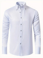 Men's Long Sleeve Button-Up Shirt - Classic Business - White