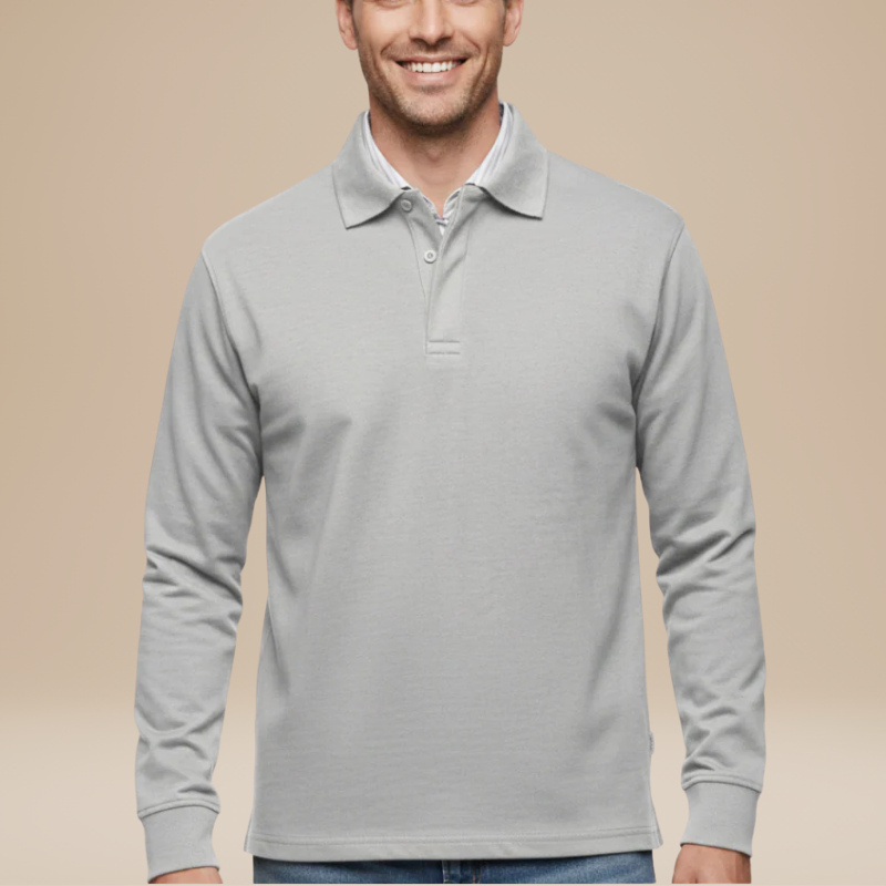 Men's Long Sleeve Polo Shirt - Classic Comfort Fit - White