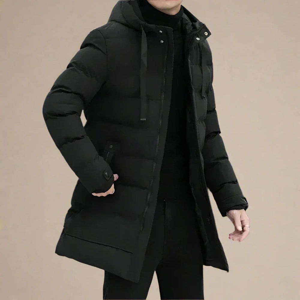 Men's Long Waterproof Winter Parka - Warm & Stylish - Black