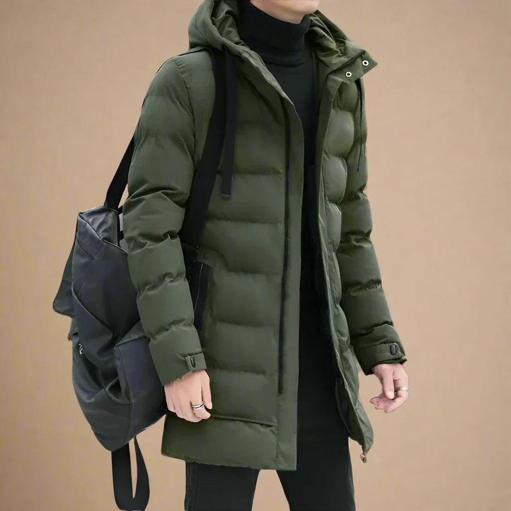 Men's Long Waterproof Winter Parka - Warm & Stylish - Green