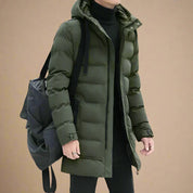 Men's Long Waterproof Winter Parka - Warm & Stylish - Green