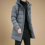 Men's Long Waterproof Winter Parka - Warm & Stylish - Grey