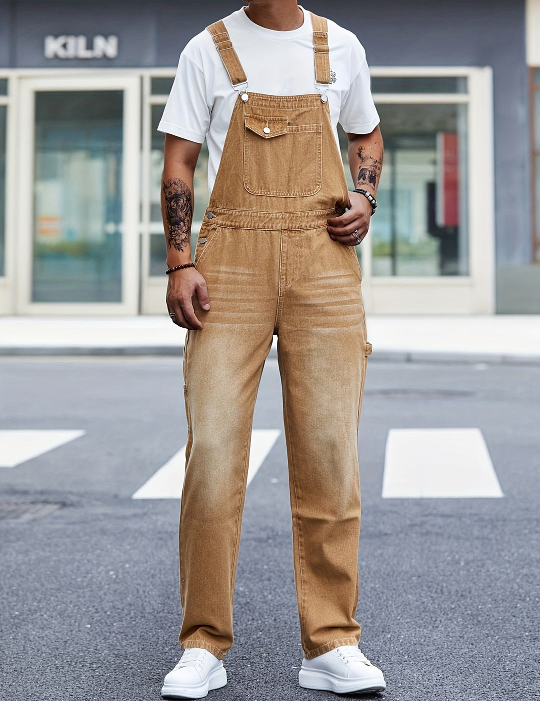 Men's Loose Fit Cargo Overalls - All-Season Work Wear