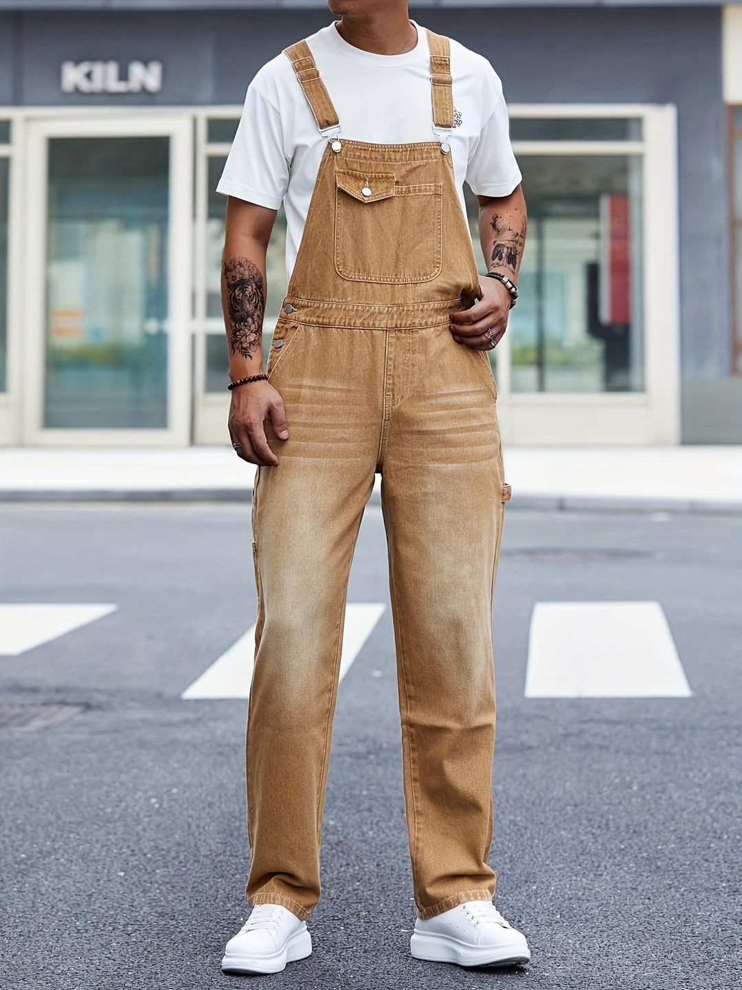 Men's Loose Fit Cargo Overalls - All-Season Work Wear