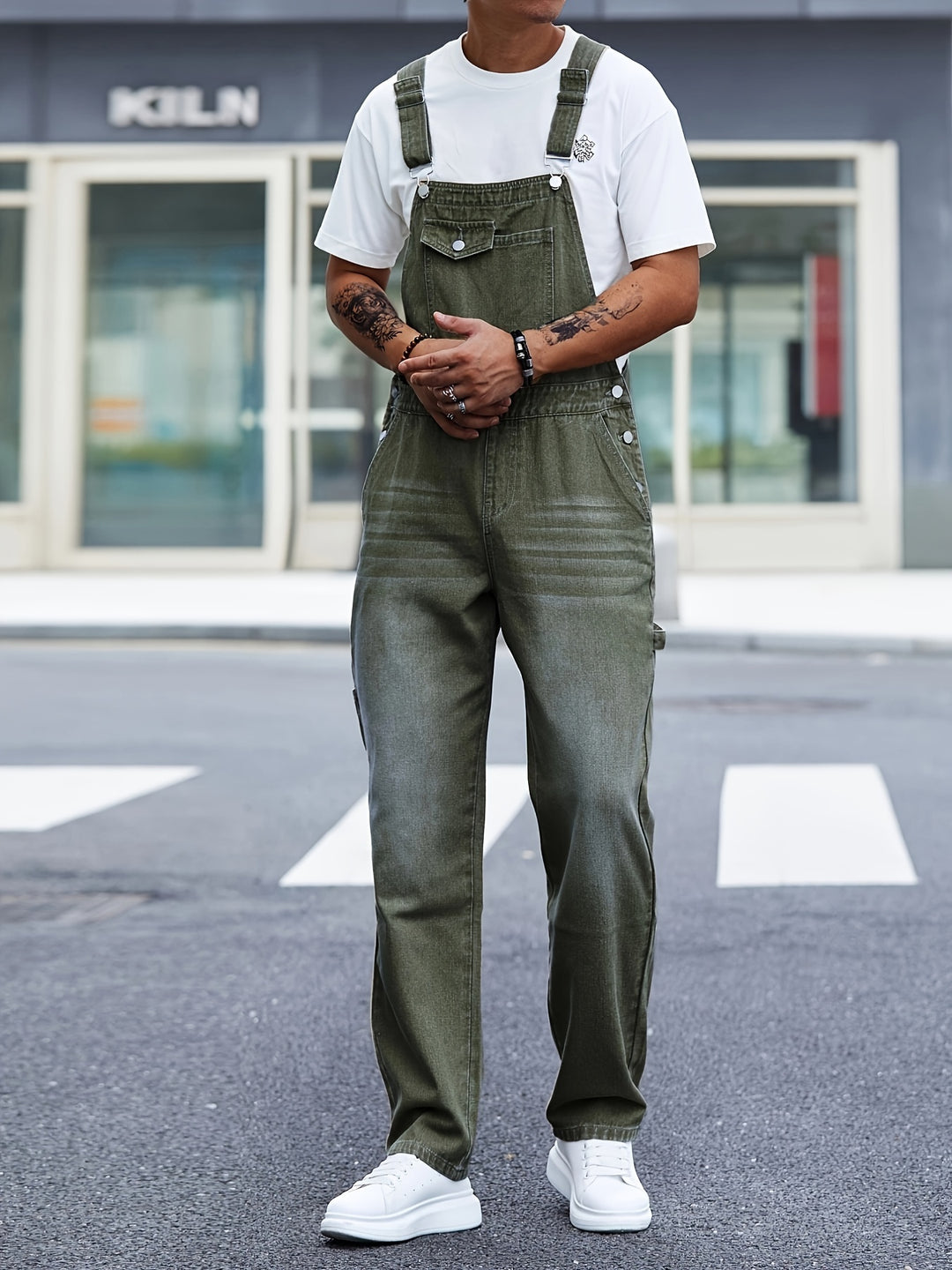 Men's Loose Fit Cargo Overalls - All-Season Work Wear