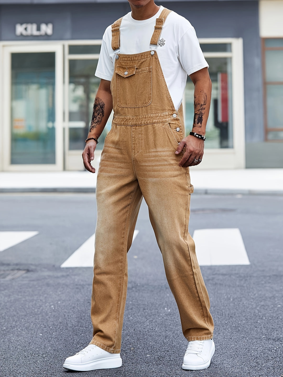 Men's Loose Fit Cargo Overalls - All-Season Work Wear