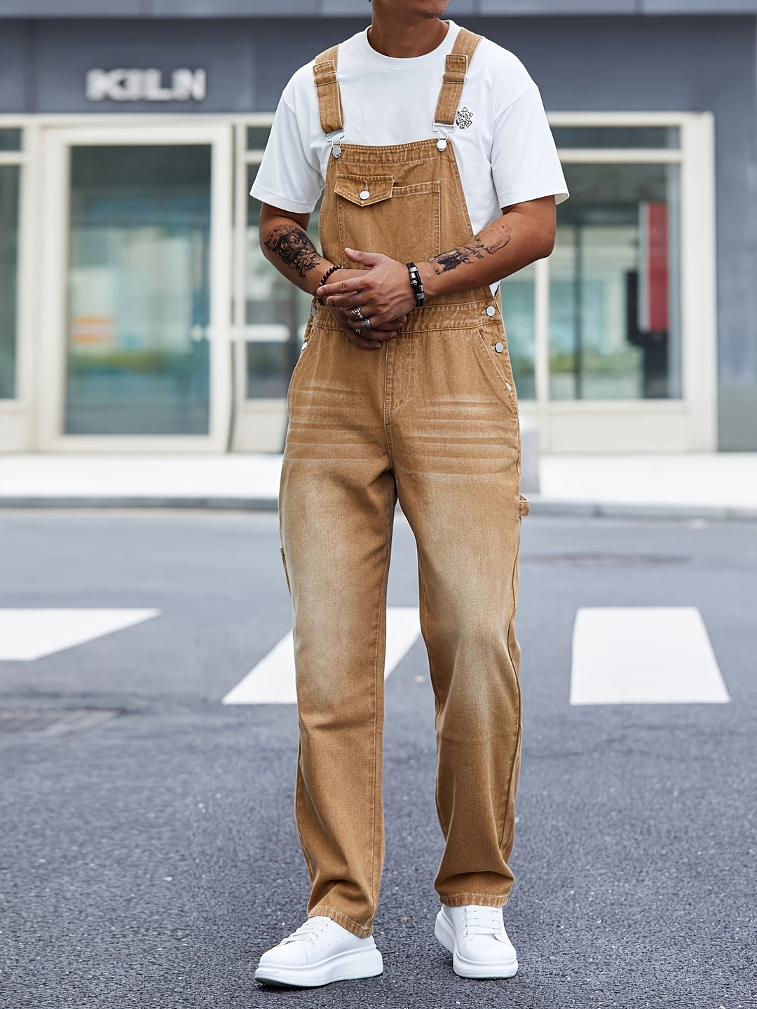Men's Loose Fit Cargo Overalls - All-Season Work Wear