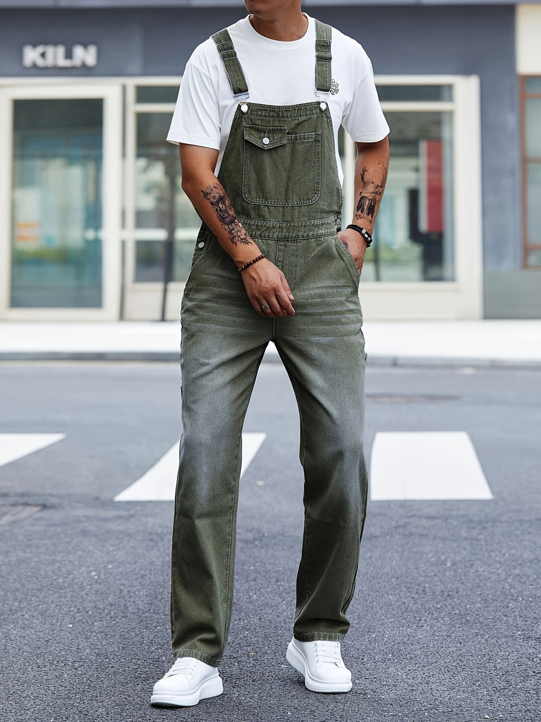 Men's Loose Fit Cargo Overalls - All-Season Work Wear