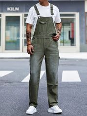 Men's Loose Fit Cargo Overalls - All-Season Work Wear - Green