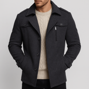 Men's Mid-Length Winter Coat - Classic Trench Design - Grey